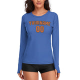 Custom Sky Blue Orange Women's Long-Sleeve Shirt