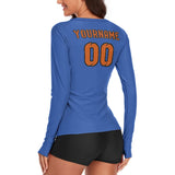 Custom Sky Blue Orange Women's Long-Sleeve Shirt