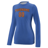 Custom Sky Blue Orange Women's Long-Sleeve Shirt