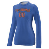Custom Sky Blue Copper Rose Women's Long-Sleeve Shirt
