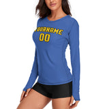 Custom Sky Blue Gold Women's Long-Sleeve Shirt