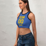 Custom Sky Blue Gold Sleeveless Tank Top