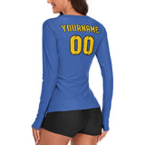 Custom Sky Blue Gold Women's Long-Sleeve Shirt