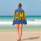 Custom Sky Blue Gold Beach Towel