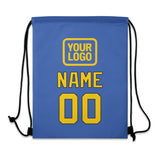 Custom Sky Blue Gold Drawstring Bag
