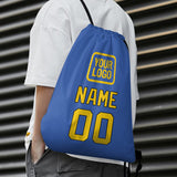 Custom Sky Blue Gold Drawstring Bag