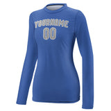 Custom Sky Blue Gray Women's Long-Sleeve Shirt