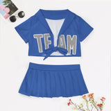 Custom Sky Blue Gray Cheerleading Uniform Set