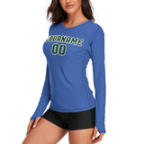 Custom Sky Blue Green Women's Long-Sleeve Shirt