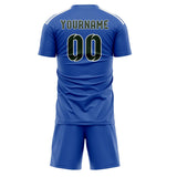 Custom Sky Blue Dark Green Soccer Jersey