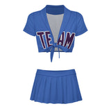 Custom Sky Blue Purple Cheerleading Uniform Set