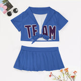 Custom Sky Blue Purple Cheerleading Uniform Set