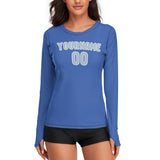 Custom Sky Blue Light Blue Women's Long-Sleeve Shirt