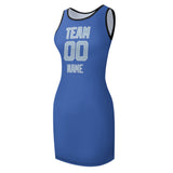 Custom Sky Blue Light Blue Sleeveless Vest Dress