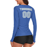 Custom Sky Blue Light Blue Women's Long-Sleeve Shirt