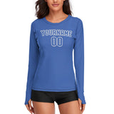 Custom Sky Blue Sky Blue Women's Long-Sleeve Shirt