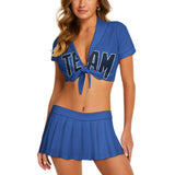 Custom Sky Blue Blue Cheerleading Uniform Set
