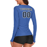 Custom Sky Blue Blue Women's Long-Sleeve Shirt