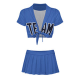 Custom Sky Blue Navy Cheerleading Uniform Set