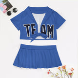 Custom Sky Blue Navy Cheerleading Uniform Set
