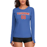 Custom Sky Blue Orange Red Women's Long-Sleeve Shirt