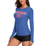 Custom Sky Blue Pink Women's Long-Sleeve Shirt
