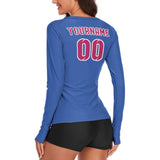 Custom Sky Blue Pink Women's Long-Sleeve Shirt