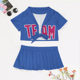 Custom Sky Blue Pink Cheerleading Uniform Set