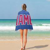 Custom Sky Blue Pink Beach Towel