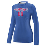 Custom Sky Blue Pink Women's Long-Sleeve Shirt