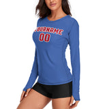 Custom Sky Blue Red Women's Long-Sleeve Shirt