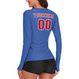 Custom Sky Blue Red Women's Long-Sleeve Shirt