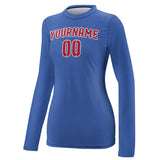 Custom Sky Blue Red Women's Long-Sleeve Shirt