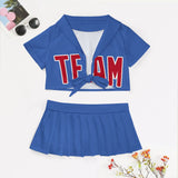 Custom Sky Blue Red Cheerleading Uniform Set
