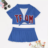 Custom Sky Blue Crimson Red Cheerleading Uniform Set