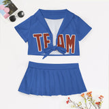 Custom Sky Blue Coral Red Cheerleading Uniform Set