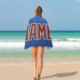 Custom Sky Blue Coral Red Beach Towel