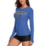 Custom Sky Blue Black Women's Long-Sleeve Shirt