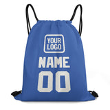 Custom Sky Blue White Drawstring Bag