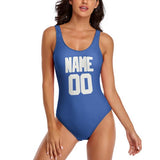 Custom Sky Blue White Swimsuit