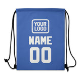 Custom Sky Blue White Drawstring Bag