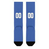 Custom Sky Blue White Knee-High Sock