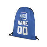 Custom Sky Blue White Drawstring Bag