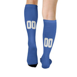 Custom Sky Blue White Knee-High Sock