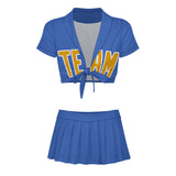 Custom Sky Blue Yellow Cheerleading Uniform Set