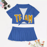 Custom Sky Blue Yellow Cheerleading Uniform Set
