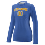Custom Sky Blue Yellow Women's Long-Sleeve Shirt