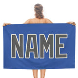 Custom Sky Blue Dark Grey Beach Towel