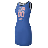 Custom Sky Blue Light Pink Sleeveless Vest Dress