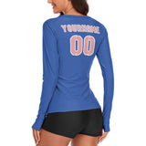 Custom Sky Blue Light Pink Women's Long-Sleeve Shirt